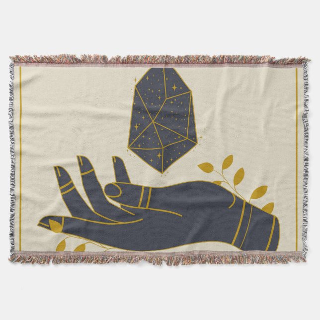 Hand with healing crystal throw blanket (Front)