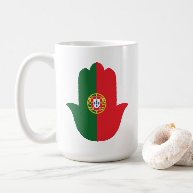 HAND With Portugal Flag Coffee Mug (With Donut)