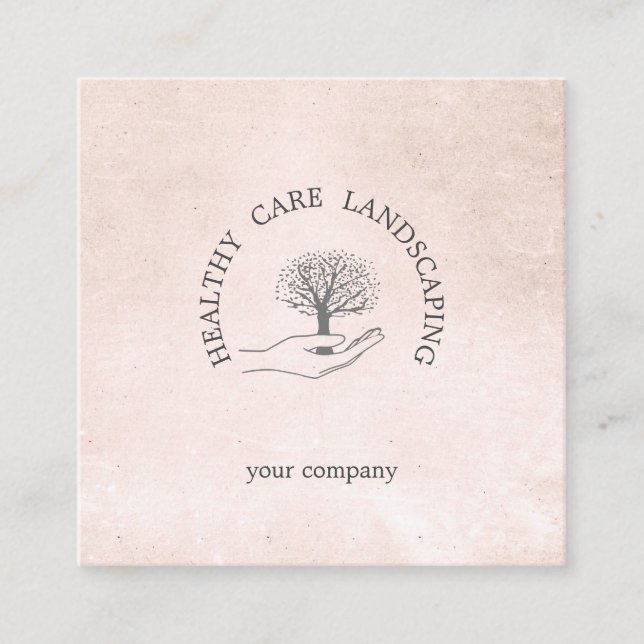 Hand with tree square business card (Front)