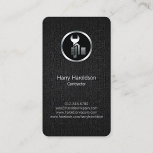 Hand Wrench Black Grunge Contractor Business Card