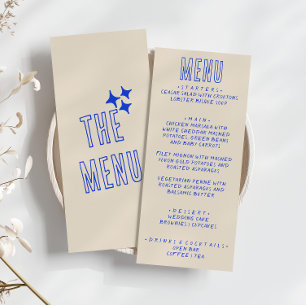 Hand Written Blue Retro Bold Modern Fun Wedding Menu