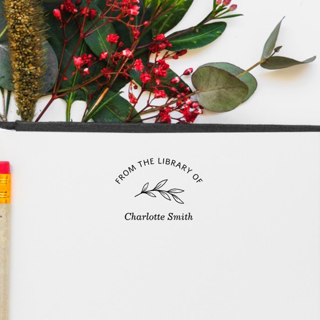 Hand-written Book From The Library Hand-drawn Leaf Self-inking Stamp (Creator Uploaded)