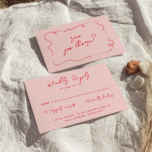 Hand-Written Colourful Bold Unique Modern Wedding RSVP Card