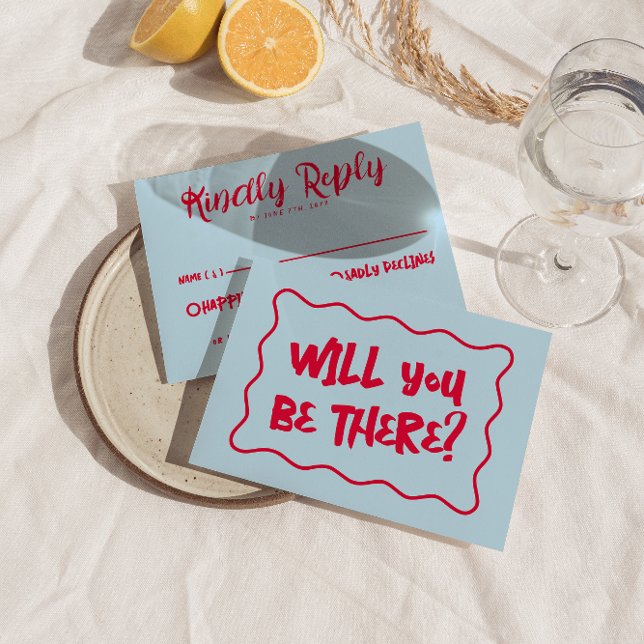 Hand-Written Colourful Retro Bold Bright Wedding   RSVP Card (Creator Uploaded)