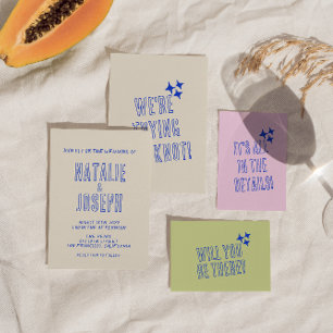 Hand-Written Colourful Retro Bold Unique Wedding Invitation