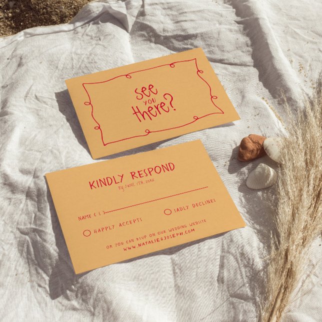 Hand Written Colourful Retro Bold Unique Wedding   RSVP Card (Creator Uploaded)