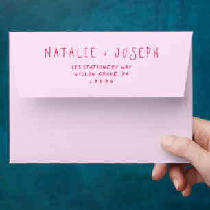 Hand-Written Colourful Retro Bright Funky Wedding Envelope