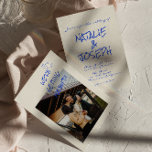 Hand-Written Colourful Retro Funky Photo Wedding Invitation<br><div class="desc">This wedding invitation is perfect for your wedding if you are looking for an elegant unique and easy editable invitation .An elegant unique simple minimalist white and blue wedding template invitation. Which features plain white background. And blue hand written bride's and groom's first names. and editable info and changeable photo...</div>