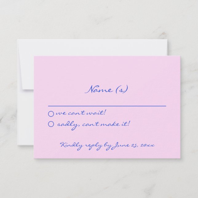 Hand Written Colourful Retro Funky Wedding Details RSVP Card (Front)