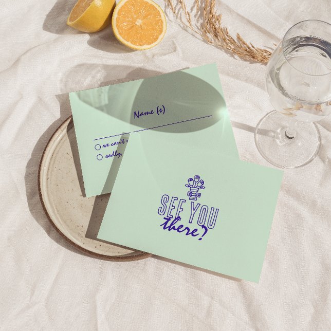 Hand Written Colourful Retro Funky Wedding Details RSVP Card (Creator Uploaded)