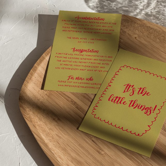 Hand-Written colourful Retro Modern Wedding Detail Enclosure Card (Creator Uploaded)
