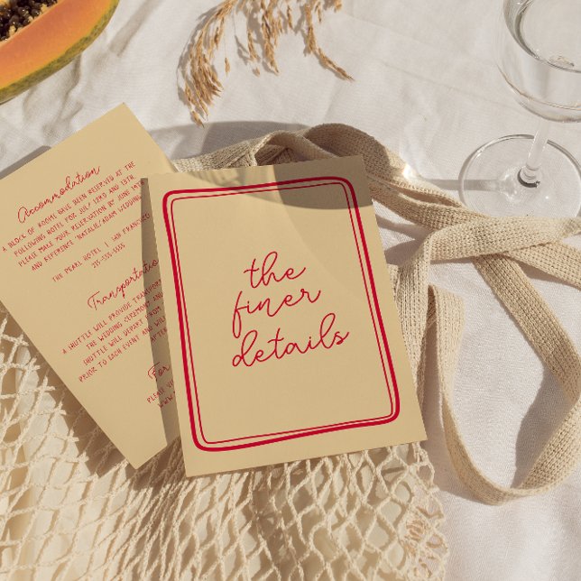 Hand-Written colourful Retro Modern Wedding Detail Enclosure Card (Creator Uploaded)