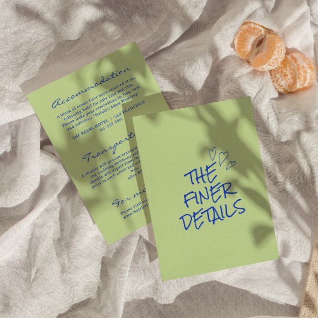 Hand Written colourful Retro Modern Wedding Detail Enclosure Card (Creator Uploaded)