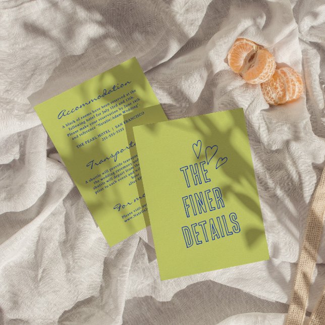 Hand Written colourful Retro Modern Wedding Detail Enclosure Card (Creator Uploaded)