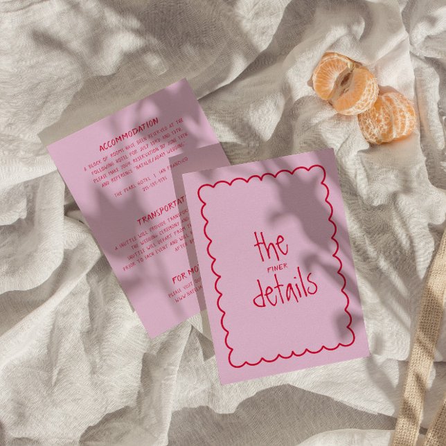 Hand Written colourful Retro Modern Wedding Detail Enclosure Card (Creator Uploaded)