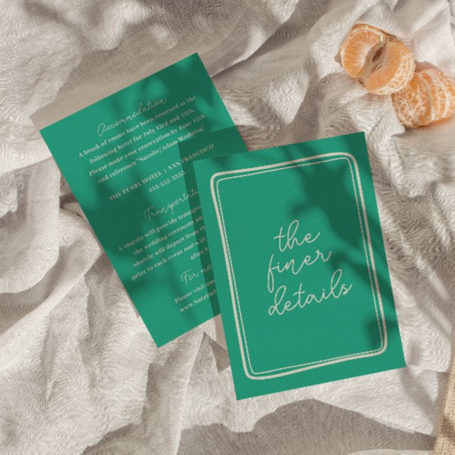 Hand-Written colourful Retro Modern Wedding Detail Enclosure Card (Creator Uploaded)