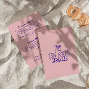 Hand Written colourful Retro Modern Wedding Detail Enclosure Card