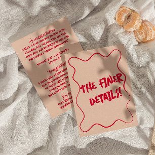 Hand-Written colourful Retro Modern Wedding Detail Enclosure Card