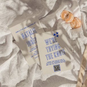 Hand-Written Colourful Retro Unique QR Code Weddin Invitation