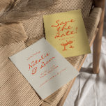 Hand Written Drawn Colourful Retro Fun Wedding Save The Date<br><div class="desc">This modern & retro funky minimalist Wedding Save The Date Template is great for you. If you are looking for a pretty, elegant and easy to customise Wedding Save The Date Template .A very elegant simple and chic orange bold whimsical wedding save the date invitation. Which features minimal orange save...</div>