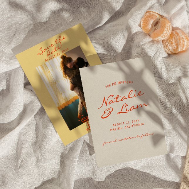 Hand Written Drawn Colourful Retro Photo Wedding  Save The Date (Creator Uploaded)