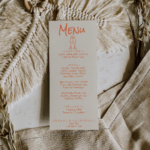 Hand Written Drawn Coral Retro Quirky Wedding Menu