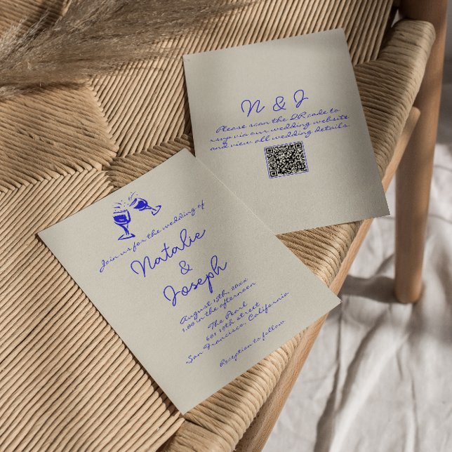 Hand Written Drawn Fun Unique QR Code Wedding Invitation (Creator Uploaded)