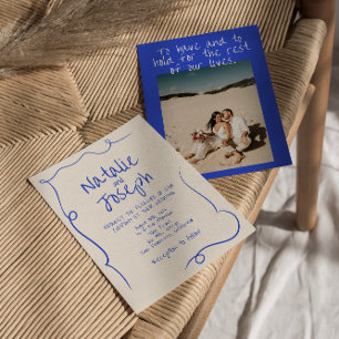 Hand Written Drawn Modern Funky Photo Wedding Invitation