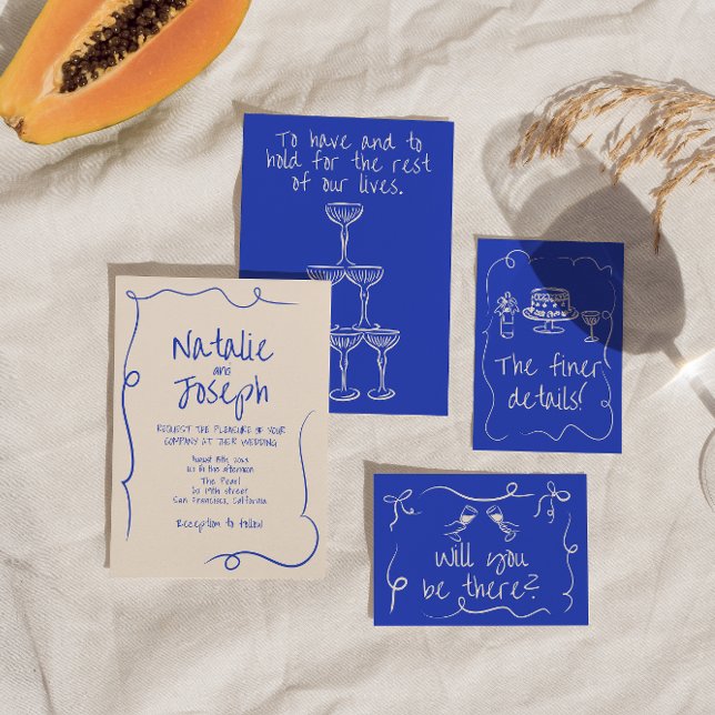 Hand Written Drawn Modern Funky Unique Wedding Invitation (Creator Uploaded)