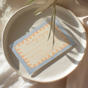 Hand Written Drawn Painted Whimsical Funky Wedding RSVP Card