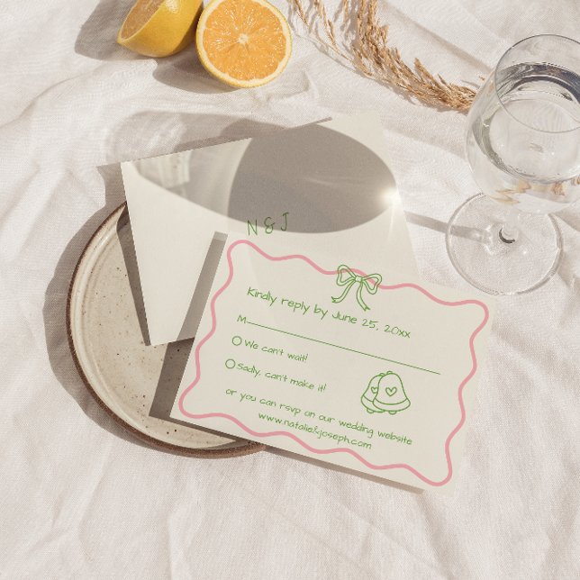 Hand Written Drawn Retro Funky Modern Wedding  RSVP Card (Creator Uploaded)