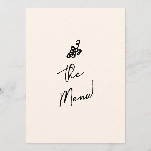 Hand Written Drawn Retro Quirky Unique Wedding Menu (Back)