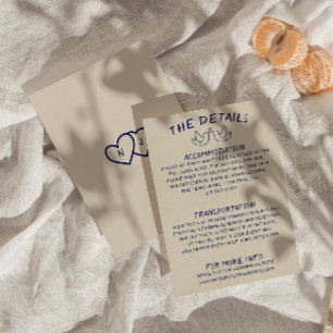 Hand Written Drawn Retro Unique Wedding Details Enclosure Card