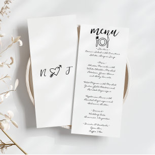 Hand Written Drawn Scribble Quirky Unique Wedding Menu