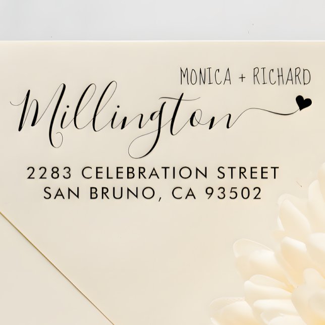 Hand-written Family Name Wedding Return Address Rubber Stamp (Creator Uploaded)