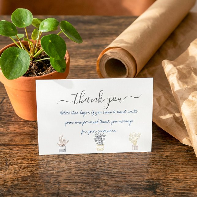 Hand written house plants thank you insert card. card (Hand written house plants thank you insert card..)