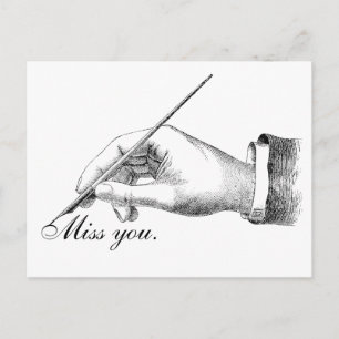 Hand Written Miss you. Postcard