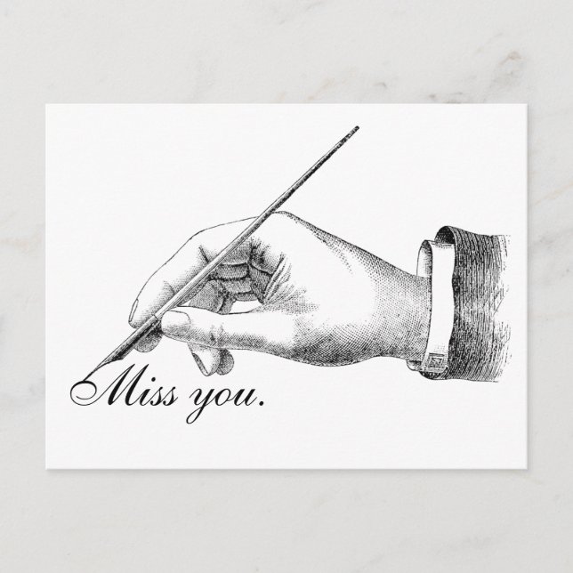Hand Written Miss you. Postcard (Front)