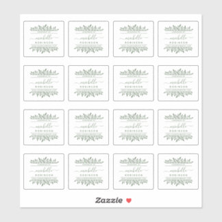 Hand-written Name Green Botanical Handmade By