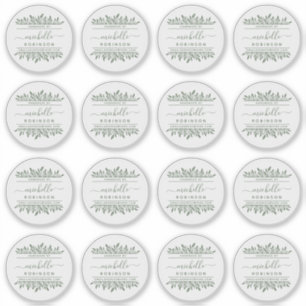 Hand-written Name Sage Green Botanical Handmade By