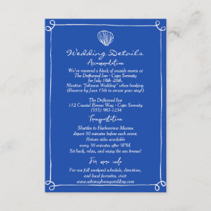 Hand Written Nautical Wedding Details & Direction Enclosure Card
