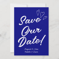 Hand Written Navy Colourful Retro Modern Wedding