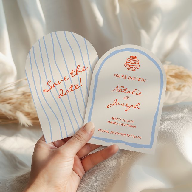 Hand Written Painted Retro Whimsical Arch Wedding Save The Date (Creator Uploaded)