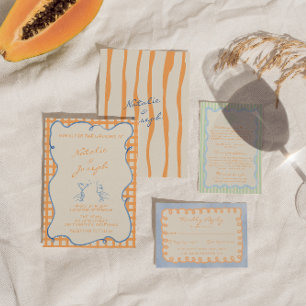 Hand Written Painted Whimsical Colourful Wedding Invitation