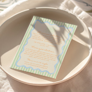 Hand Written Painted Whimsical Wedding Fun Details Enclosure Card