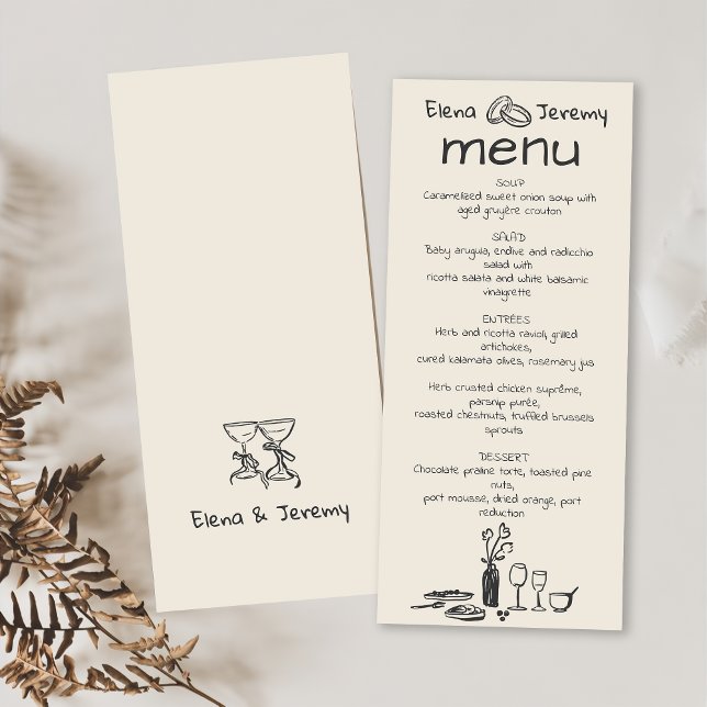 Hand Written Quirky Drawing Wedding Menu (Creator Uploaded)