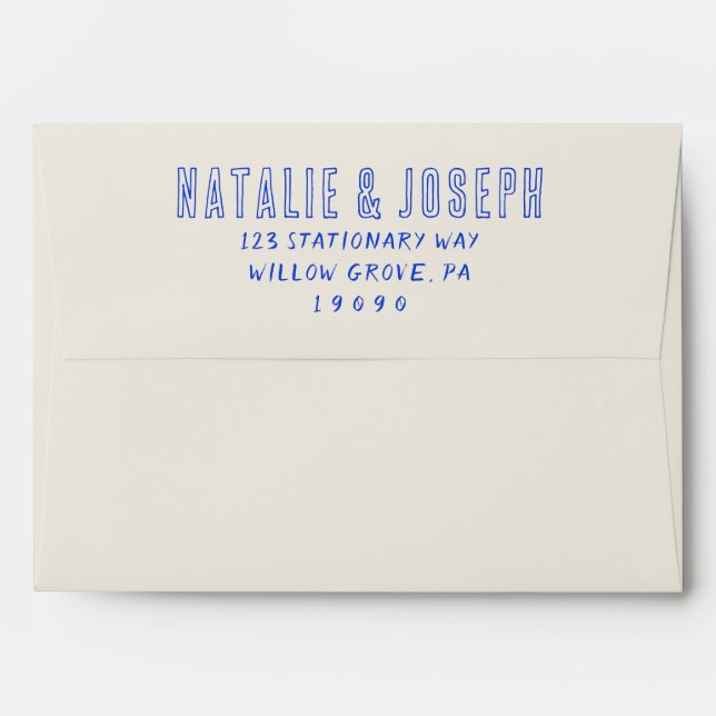 Hand-Written Retro Bright Fun Quirky Bold Wedding Envelope (Back (Top Flap))