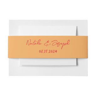 Hand Written Retro Colourful Fun Modern Wedding Invitation Belly Band