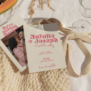 Hand-Written Retro Colourful Modern Bold Wedding Invitation