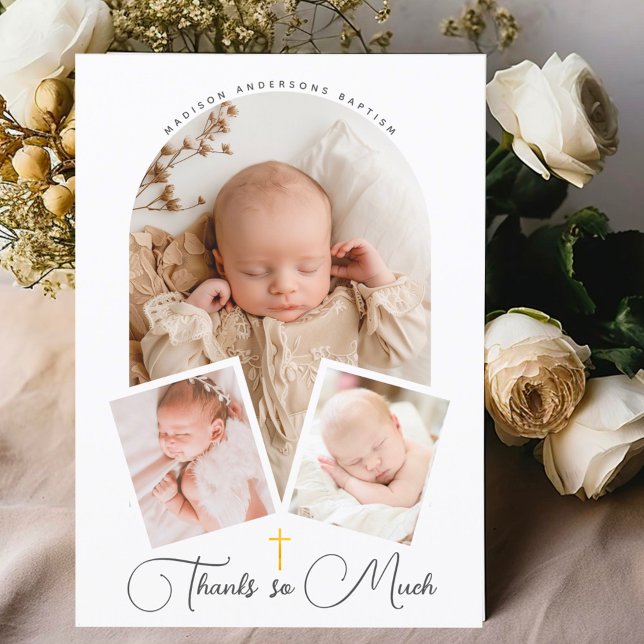 Hand-Written Script Religious Baptism Thank You Postcard (Creator Uploaded)